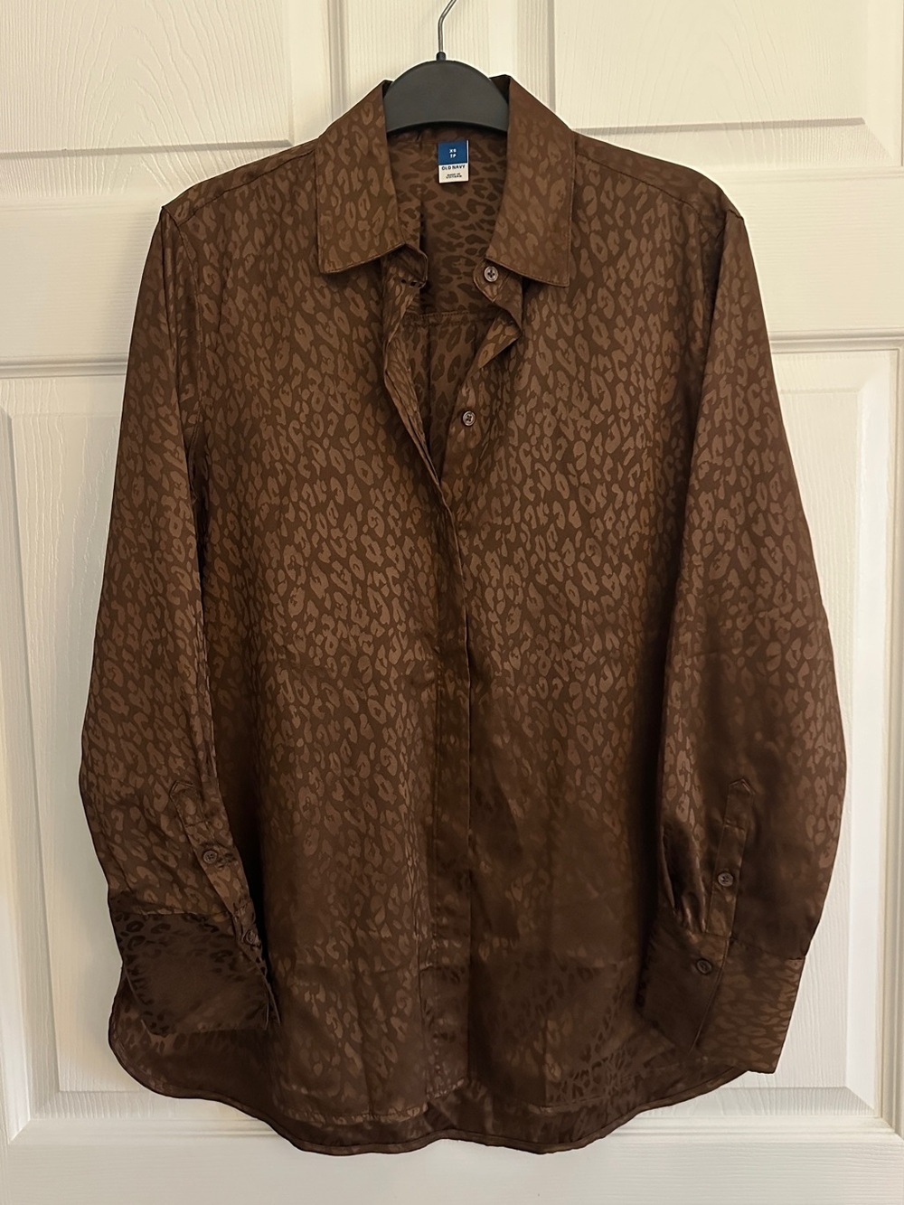 Women’s Satin Leopard-Print Button-Up